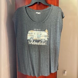 Simple dark grey logo T-shirt with cap sleeve